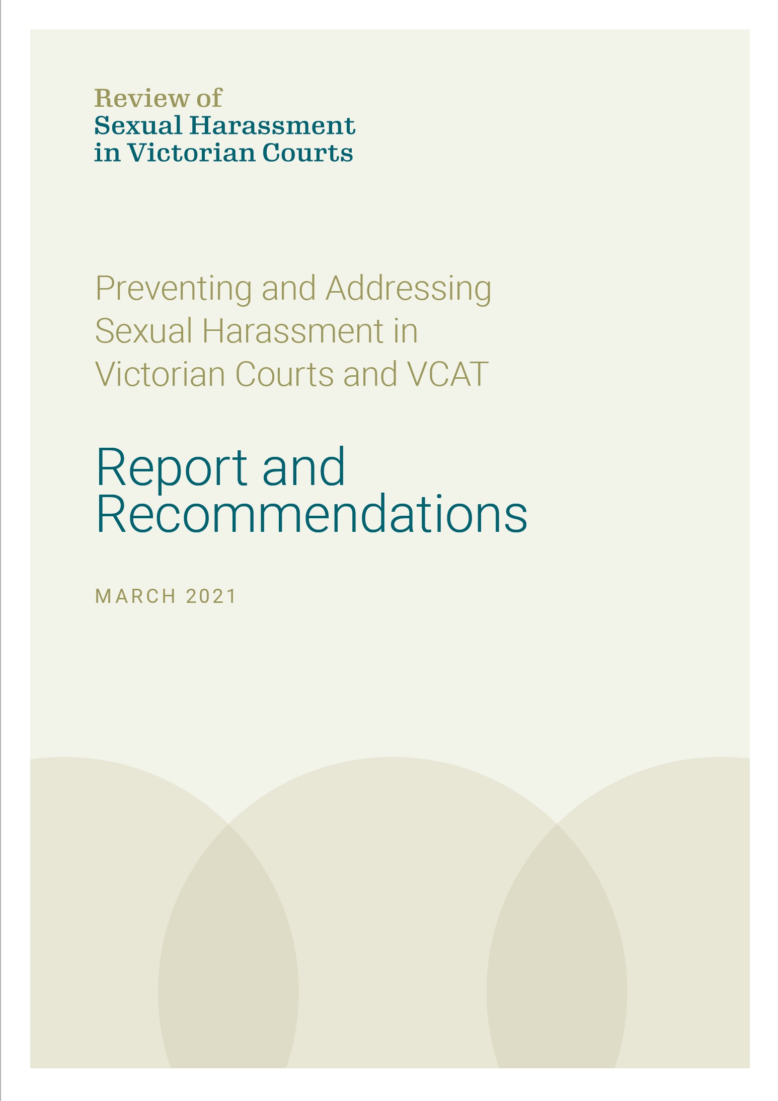 cover of Report and Recommendations document